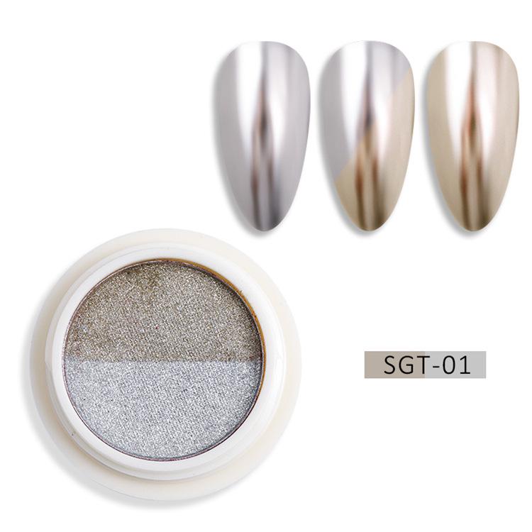 Nail Art Two-Color Solid Powder: Gold & Silver Super Shiny Titanium Glow