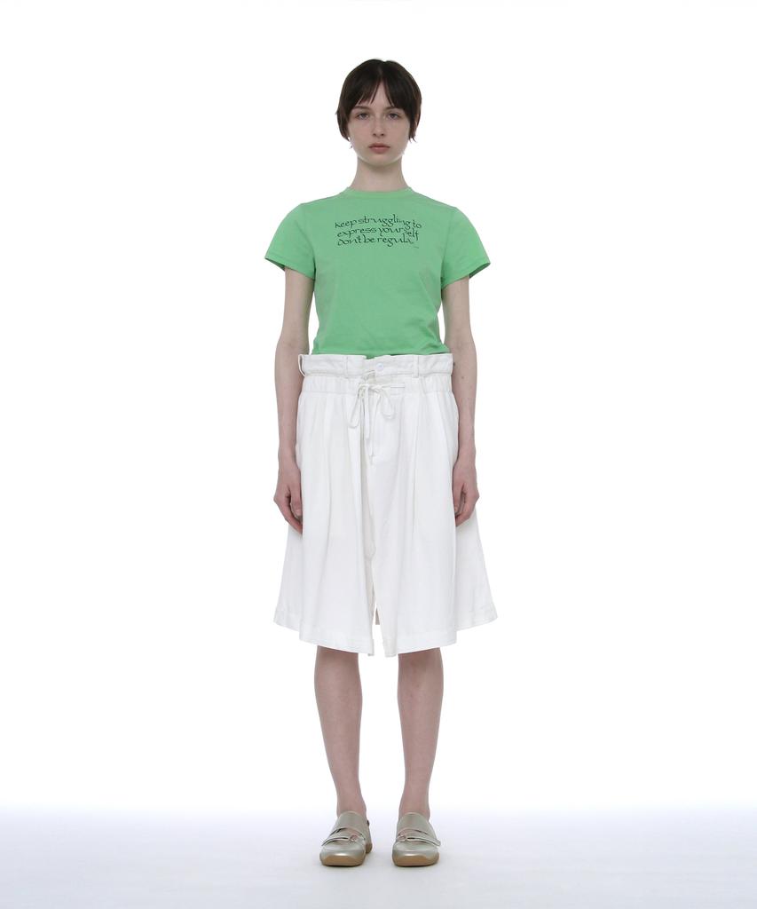 Partimento Woman Foldover Waist Midi Skirt_White