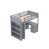 Lit mezzanine - MUVOE - 90 x 200 cm - Bois gris - Bureau d'ordinateur - Casier de rangement