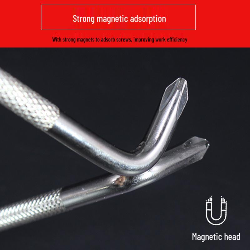 Magnetic Z-Shaped Dual-Ended Right-Angle Screwdriver: Slotted & Phillips
