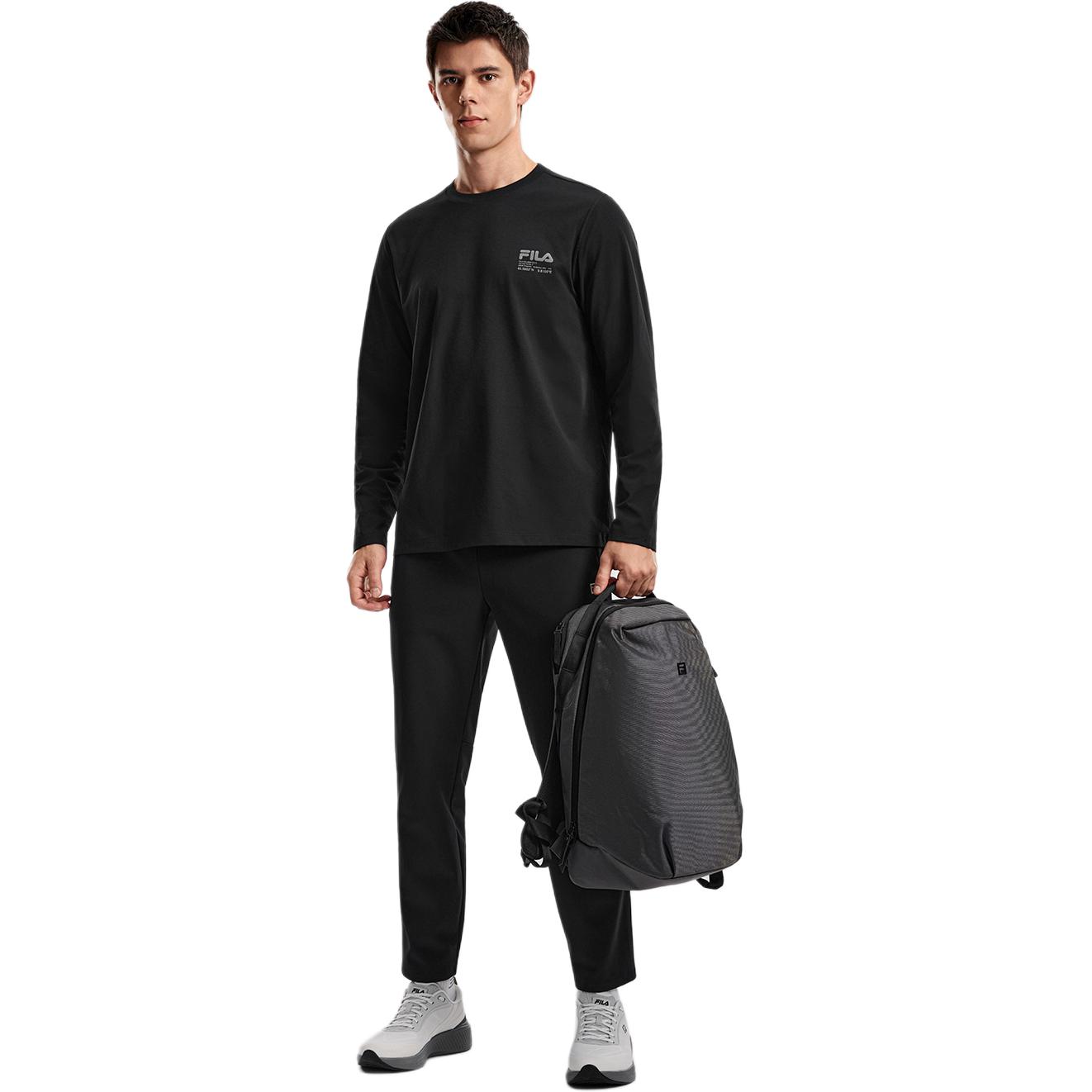 FILA Fitness T Shirts Unisex Jet Black BK Crew Neck Moderate A51U611201F-BK XL