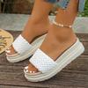 Fashion Women's Vintage Cross Woven Leather Sandals Plu Size Thick Sole Pu Leather Slippers Ladies Beach Slip On Flat Slippers Mujer
