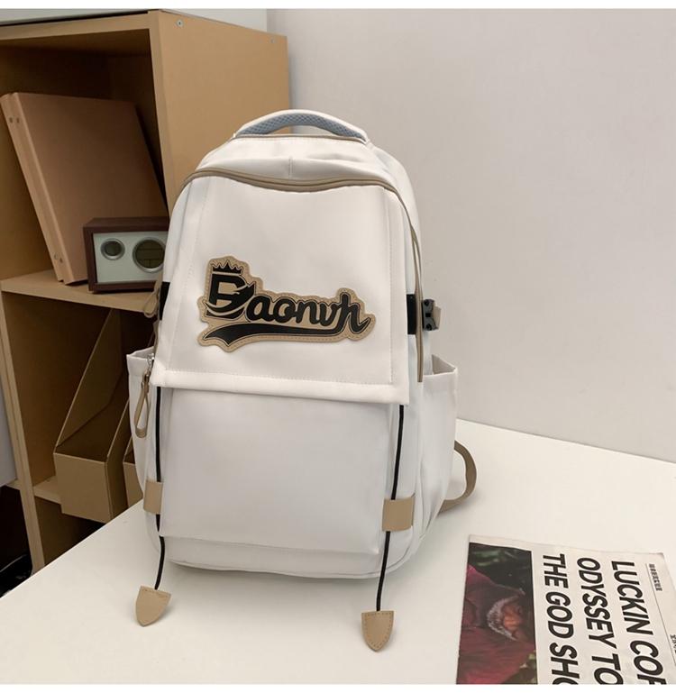 Рюкзак для путешествий большой емкости для старшеклассников ретро-колледжа белый — фото 15