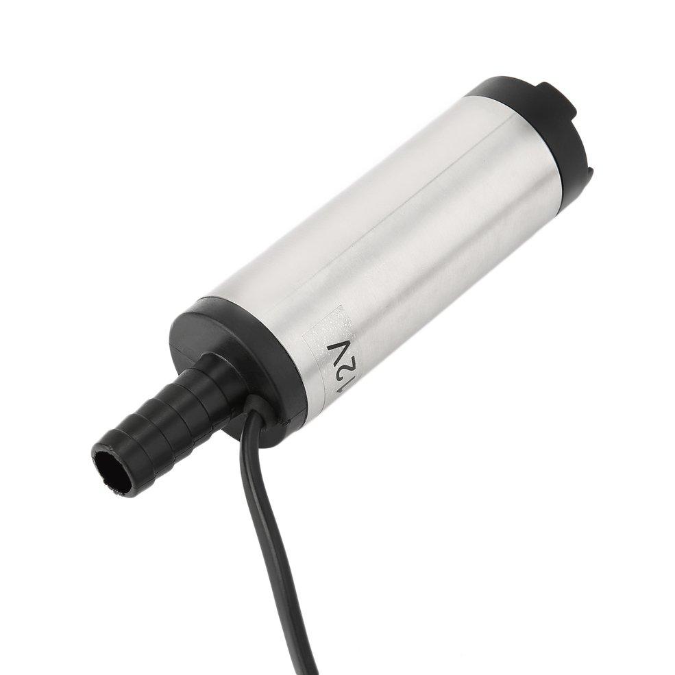 12V/24V DC Fuel Transfer Pump Diesel Oil Water Submersible Electric Motor for Car Camping Fishing Stain Steel Shell Portable