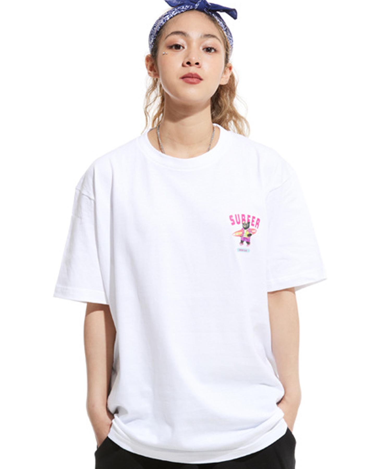 Cream Soda Lab Lab Gray Surfer Small Logo Short Sleeve T-Shirt White Pink L
