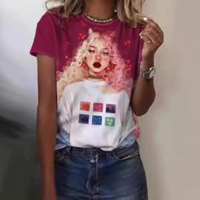 Sommermode 3D Digital gedruckt lose lässige Kurzarm Top T-Shirts Damen