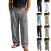 Herren Baumwoll-Leinen Cargo-Hose mit Mehreren Taschen, Leichte Atmungsaktive Lockere Weite Beine Lässige Hose für Alle