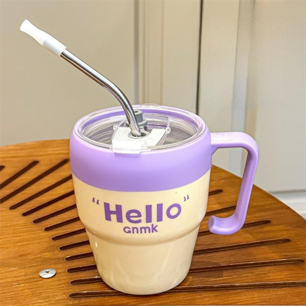 400ml Coffee Mug with Straw and Handlle Insulated Mug New Iced Coffee Cup  Drinkware