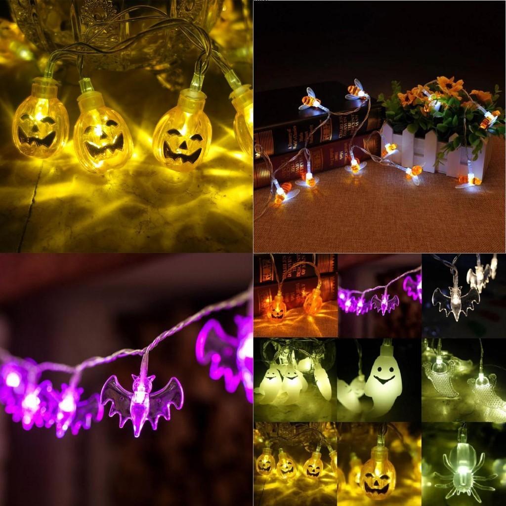 Captivating Halloween Led String Lights Displaying Delightful Pumpkins Spiders Skeletons Perfect For Spooky Ambiance