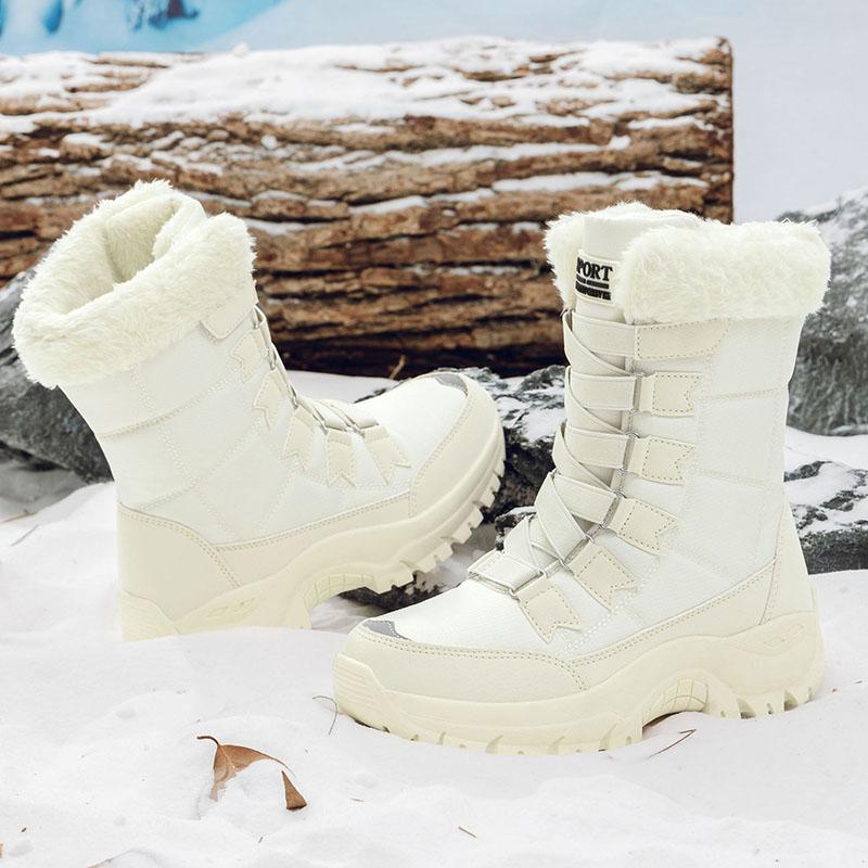 TUINANLE Fashion Snow Boots Women Large Size Cotton Shoes Plush Warm Casual Winter Boots Casual Non Slip Cotton Shoes