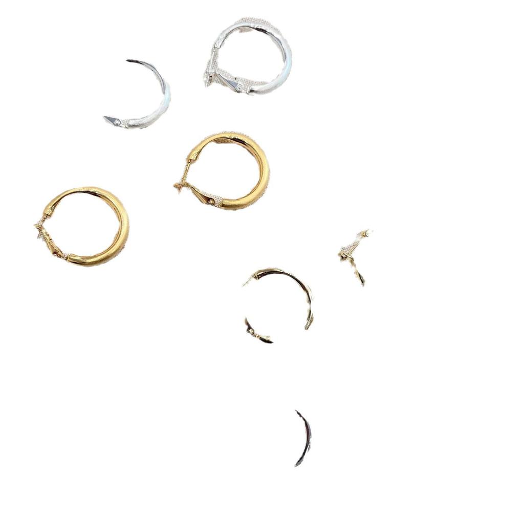 Stylish French Metal Hoop Earrings - Unique Design for Women with Small Faces