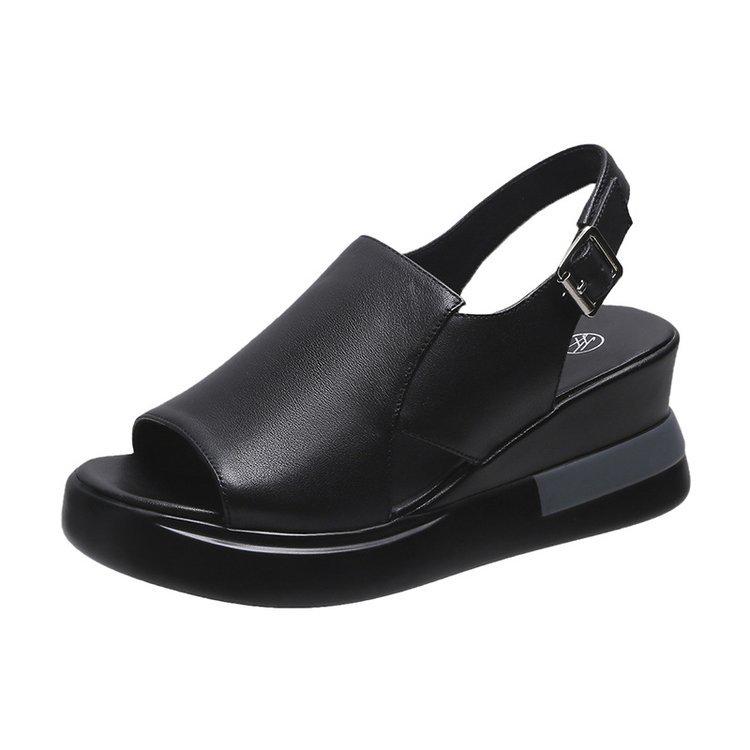 Women s Thick Bottom Wedge Sandals - Summer 2022 Backless One-Strap Buckle Slippers, Plus Size High Heels 37