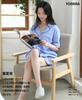 Summer Short Top and Bottom Front Opening Loungewear Blue [Yoimira] Women's Pajamas, Loungewear, Sleeves, Set, Pajamas, Set, Cotton, Stylish,