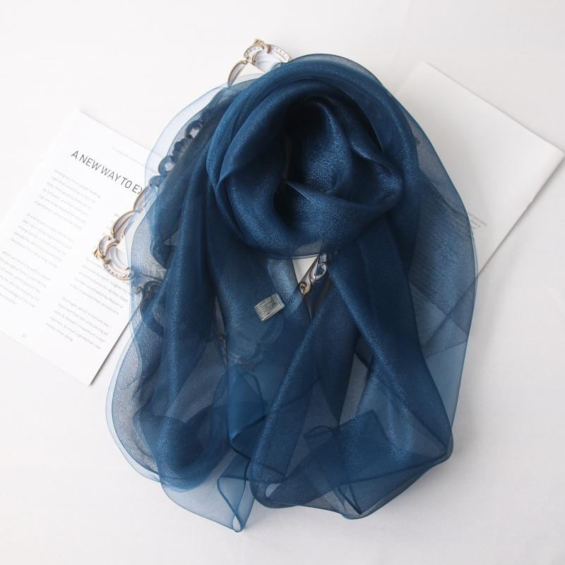 Mary Spring and autumn solid color silk scarf, double-layer gold silk, versatile long cheongsam, organza shawl, women's scarf