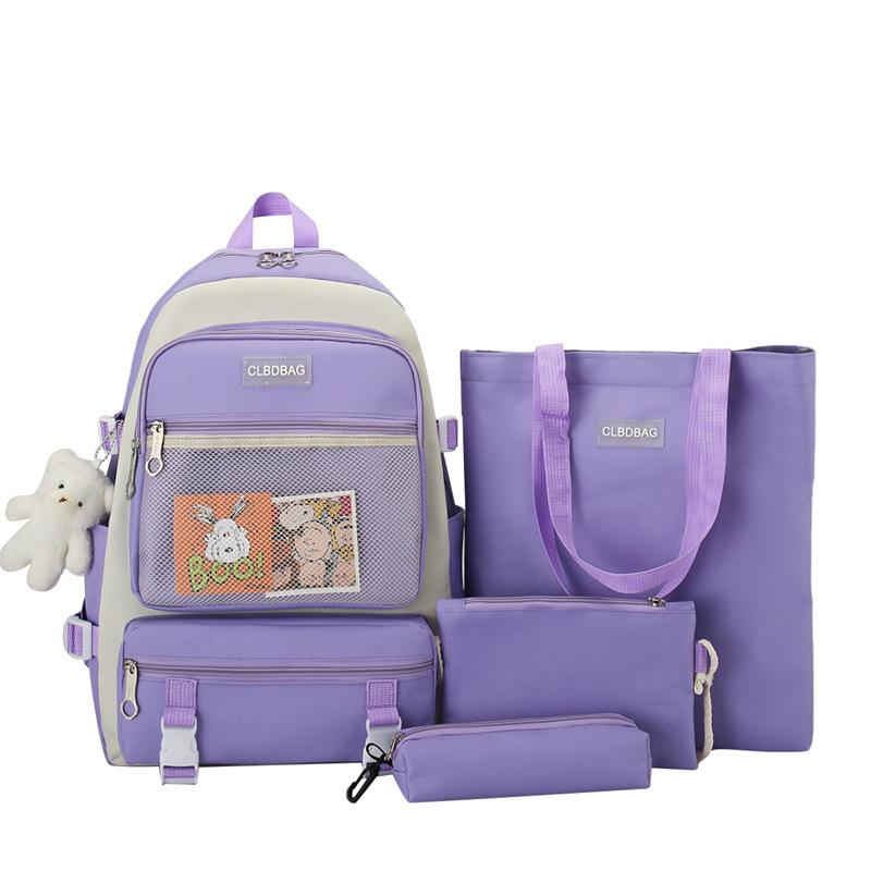 

TS JYL laptop bag,2024 New Student 4 Sets Girl Junior Senior Solid Simple Shoulder Bag four piece set фиолетовый