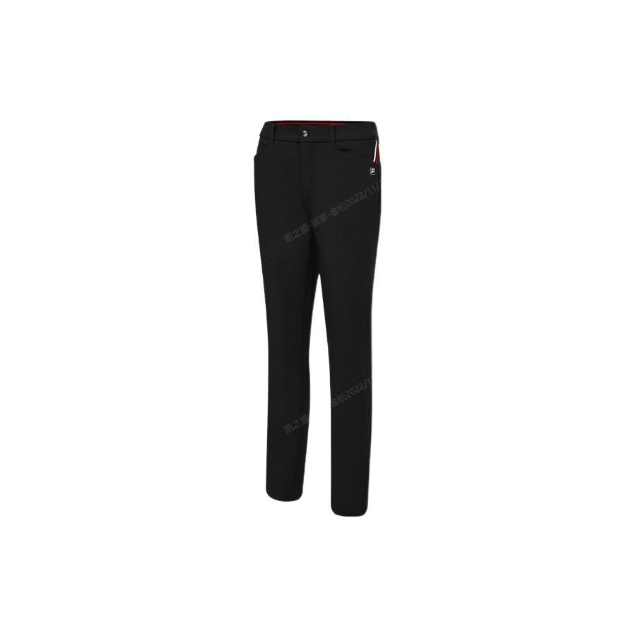 

FILA Solid Color Brand Logo Label Straight Leg Zipper Sports Pants Women pants Black A11W245801F-BK S