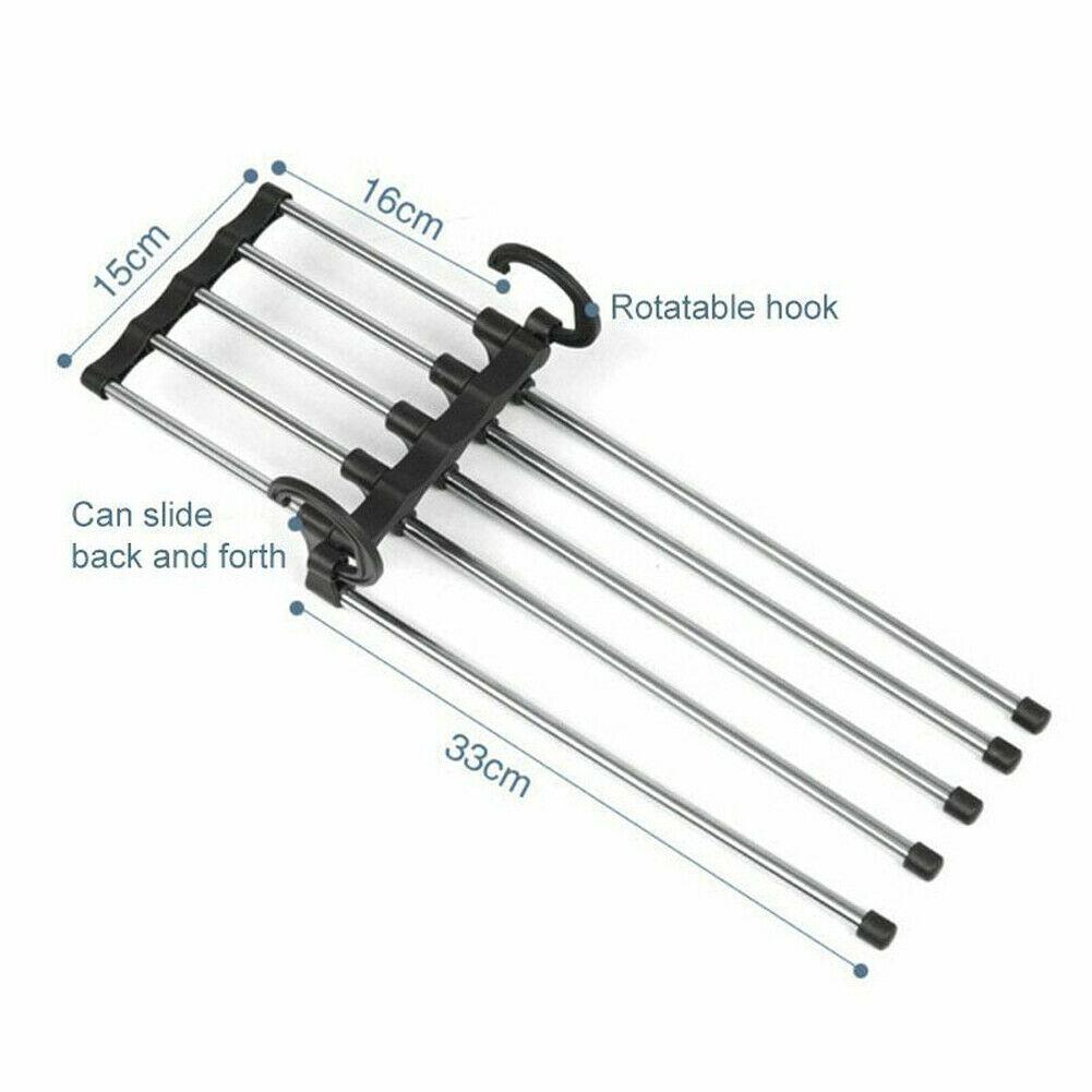 5 In 1 Multifunction Pant Rack Towel Shelves Closet Organizer Stainless Steel Wardrobe Adjustable Magic Trouser Hangers