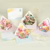 3D Pop-up Flowers Postcard with Envelope Romantic Flower Birthday Christmas Card Paper Greeting Cards Blessing Message Card