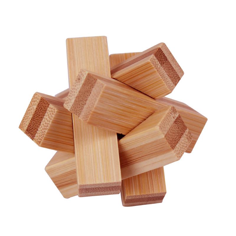 Kongming Wooden Puzzle Toy - Bamboo Luban Octagonal and Square Puzzle for Kids and Adults