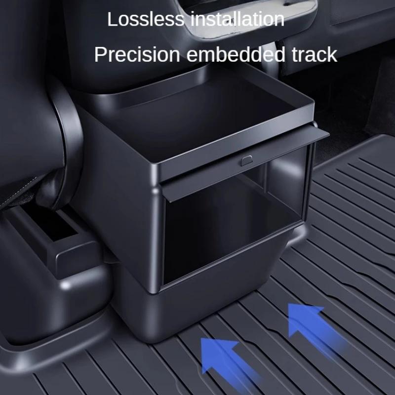 Rear Seat Floor Storage Box For Tesla Model Y 2017-2025 Rear Seat Storage Box Trash Tray Middle Storage Car Interior Accessories