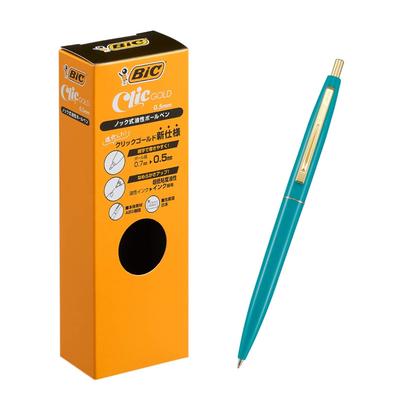 Bic Japan Bic Click Gold Kugelschreiber Türkisgrün CFCGTGR05BLKJ Stift, 0,5, Ölbasis, Schwarz, Geschmeidig, Schaft, 12er-Set,