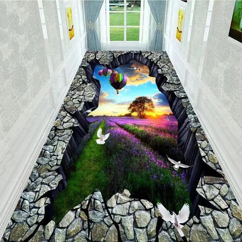 

3D Visual Effect Corridor Carpet Nature Scene Design Ultra Washable Non Slip Stain Resistant Mat for Hallway Bedroom Home Decor 40X60CM