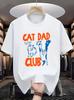 Unisexs Soft Cotton Crew Neck Tee Cat Dad Club Cartoon Kitten Graphic Gift For Male Cat Lovers Casual Daily Short Sleeve Wear Top