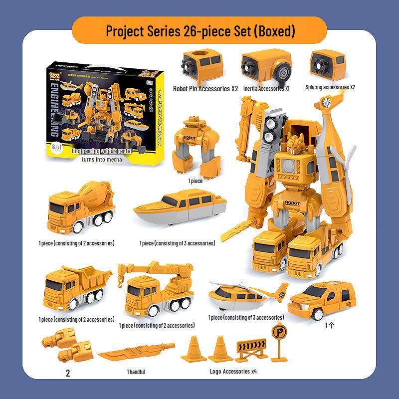 Kids' Magnetic Engineering Vehicle Transformer Set - Educational Parent-Child Toy