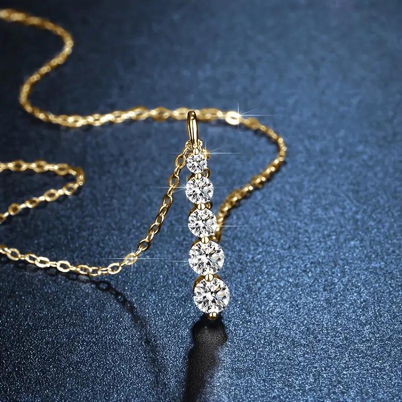 New 5-Stone DVVS1 Moissanite LuxuriousStraight Gradient V-Neck Calabash Long Collarbone Chain Fashion Pendant Necklace for Women