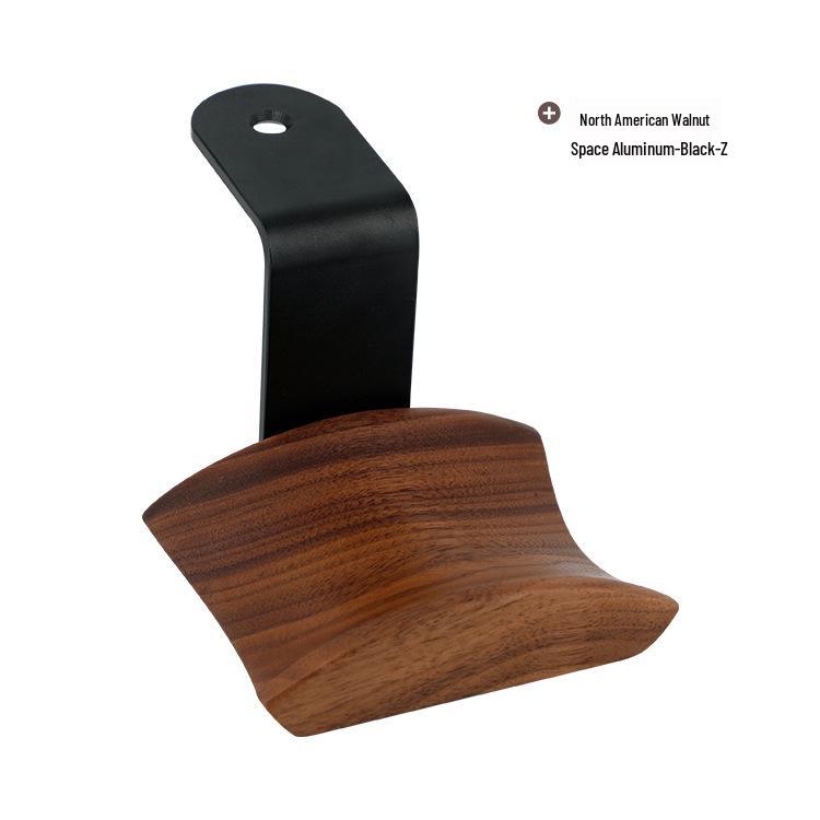 Solid Black Walnut Over-Ear Headphone Stand - Simple Wooden Display Hanger