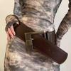 Y2K Retro Wide Waist Belt Pin Buckle PU Leather Waistbands Vintage Metal Buckle Wide Belt  Outwear