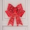 Christmas Wreaths for Front Door 23.6in Light Up Ornaments Red Christmas Bow Wreath for Winter Festival New Year Stair Living