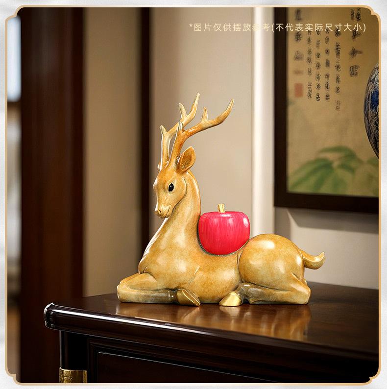 Color Copper Yi Lu Ping An Home Office Xianglu Crafts Desktop Sika Deer Mini Small Decoration