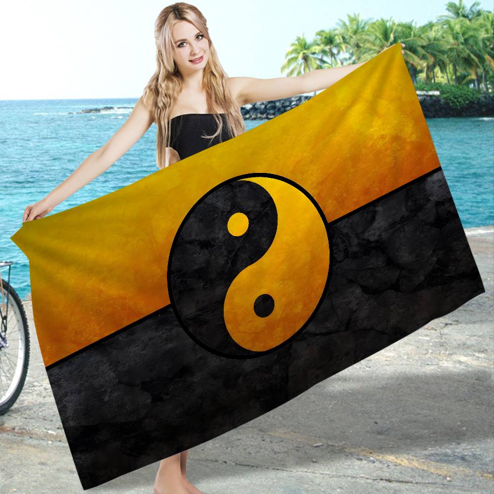 Chinese Tai Chi Bagua Yin Yang Anime Beach Swimming Towel Soft Absorbent Washcloth Children's Gifts for Kids Travel Camping Gym