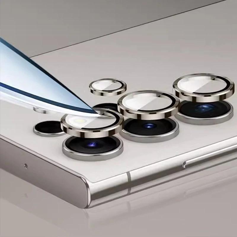 Metal Lens Ring Glass For Samsung Galaxy S24 Ultra S24 Plus Full Cover Camera Lens Protector Glass S23Ultra S23FE Protective Cap