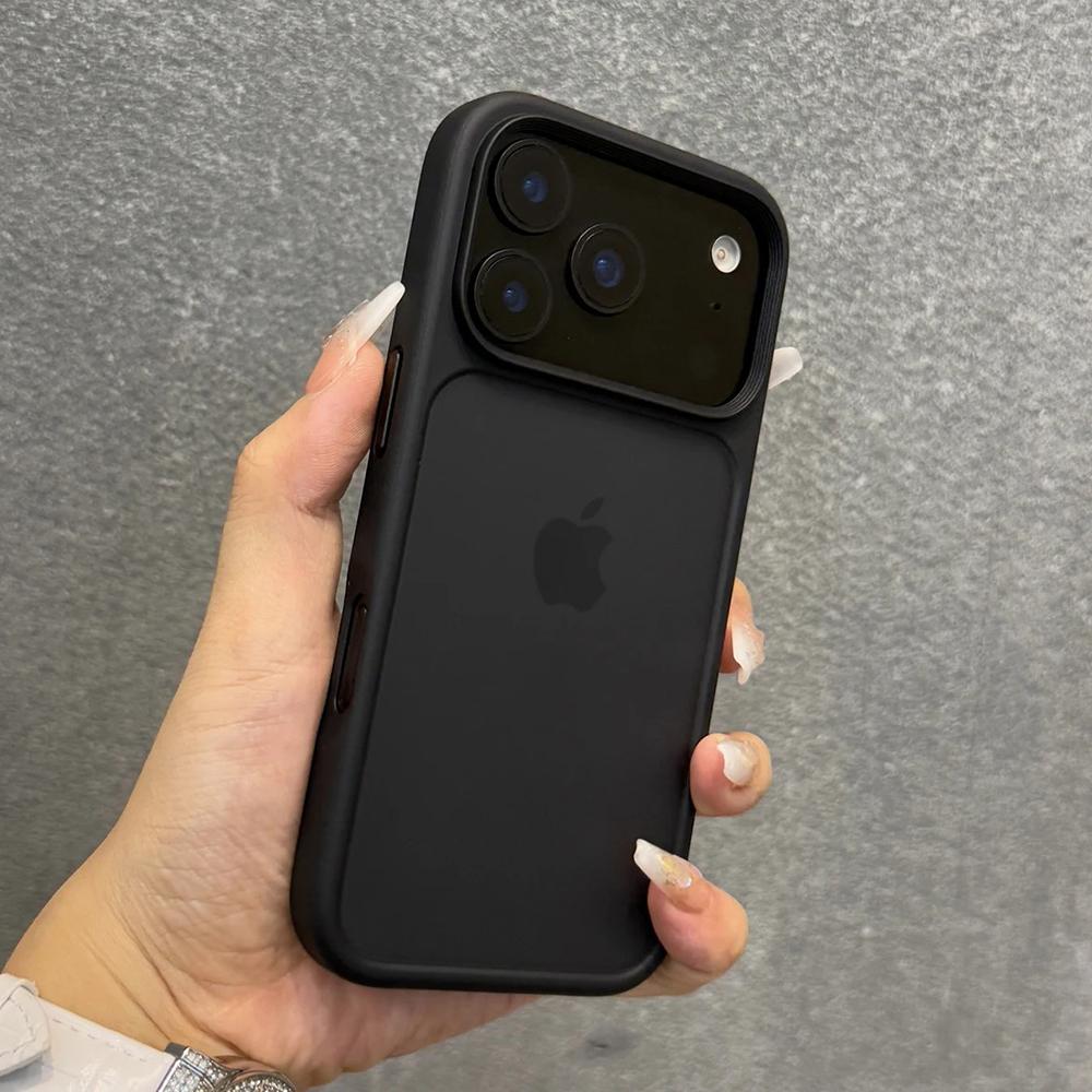 Nouveau Boutons Métalliques Luxe Coque de Téléphone Transparente Mate Pour iPhone 17 Pro Max 17Pro 17 Air Sensation Peau Pare-chocs Résistant aux Chocs Coque Transparente For iPhone 17 Pro noir