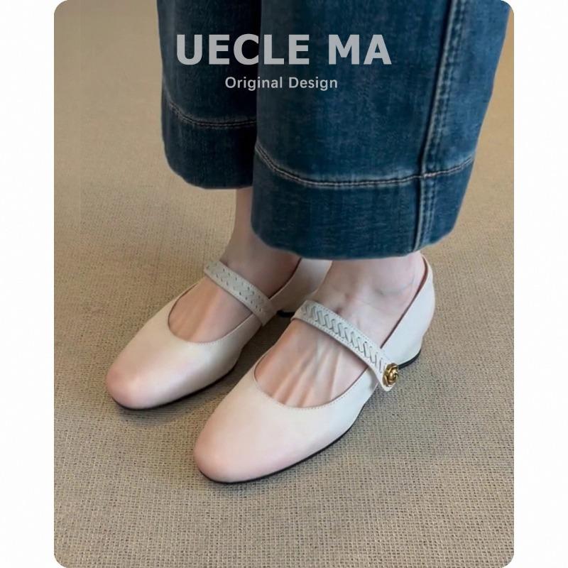 Super soft sheepskin single shoes women's leather thick heel ballet shoes are beautiful and not tired, mid-heel retro Mary Jane shoes