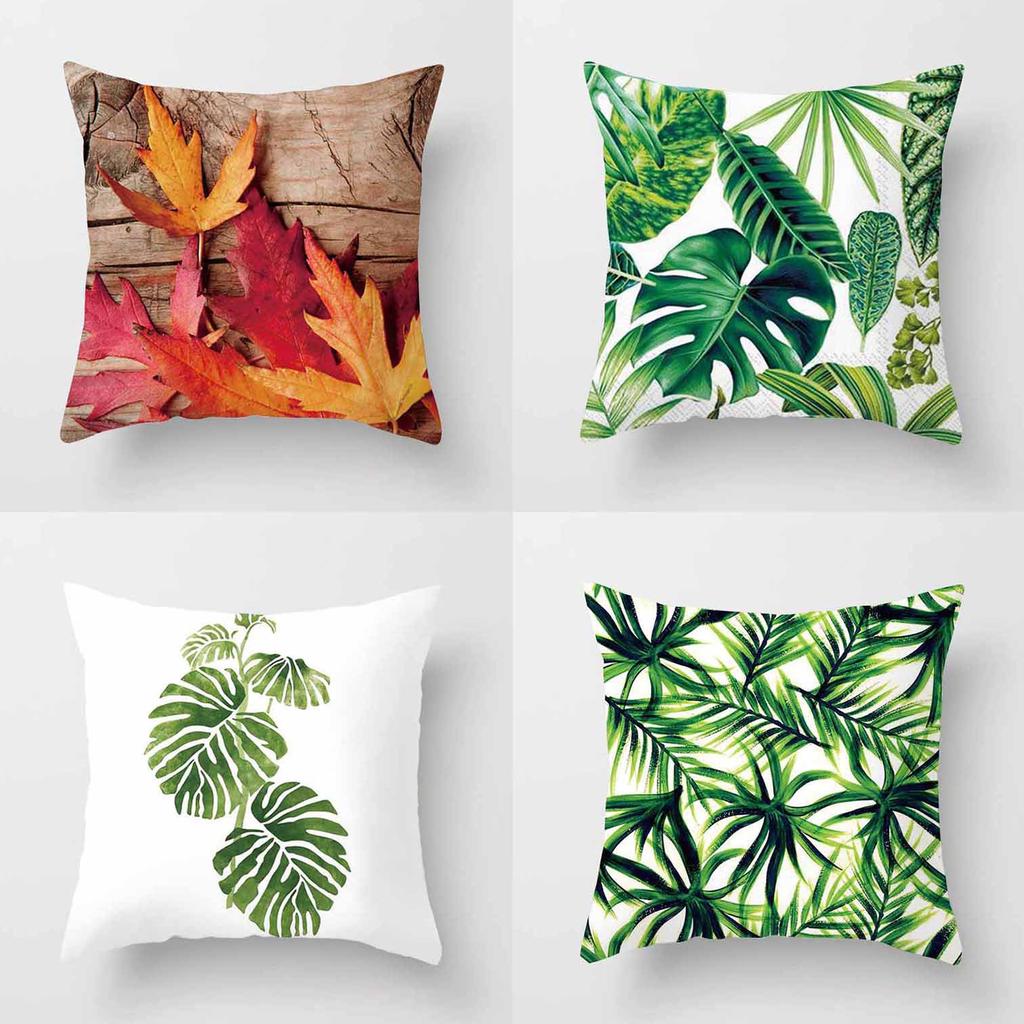 Fashion Tropical Plant Polyester Pillow Case Office Fabric Sofa Cushion Cover Home Polyester Pillow Case