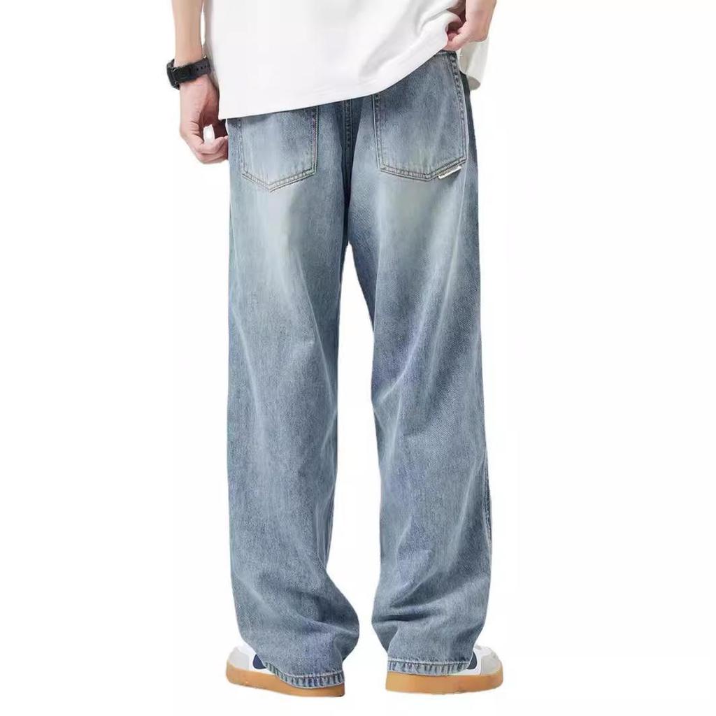 Men’s Fashion Lyocell Tencel Loose Wide-Leg Summer Jeans