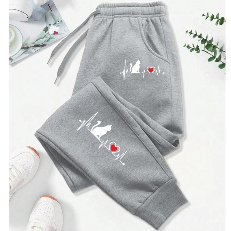 

Женские брюки с принтом ЭКГ в виде красного сердца, уличные мягкие спортивные штаны, модные спортивные брюки, повседневные осенние брюки 4XL