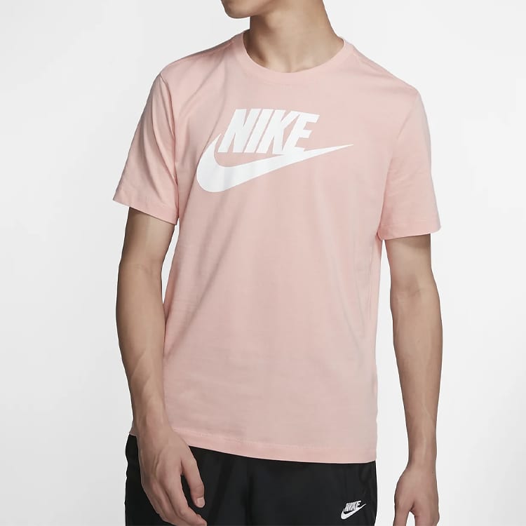 Nike T Shirts Men's Coral Powder Crew Neck Moderate Straight Fit AR5005-648