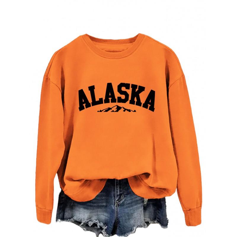 Womens Oversized Crewneck Long Sleeve Sweatshirt Casual Streetwear Printed Cotton Hoodie-Free Size S-XXL