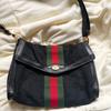 Used Gucci Shoulder Bag GG Canvas Sherry Line 2way Black