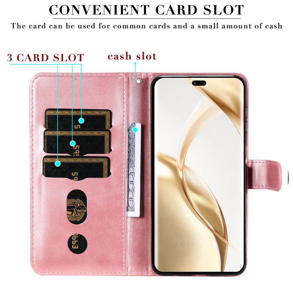 Für Honor 200 Pro 5G Hülle Kalbsledertextur Reißverschlusstasche Leder Handyhülle