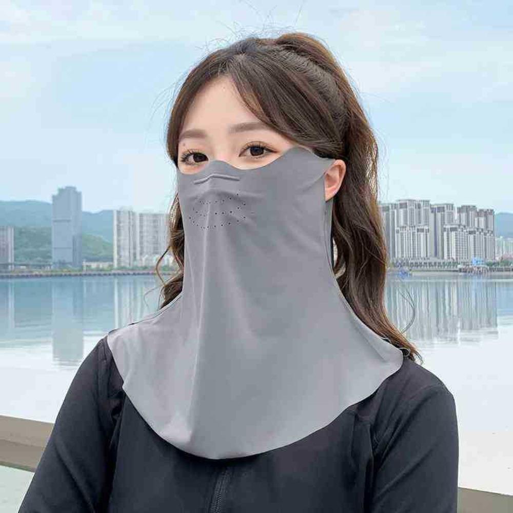 Detachable Face Mask Breathable Facial Gini New Ice Silk Sunscreen Mask  Summer