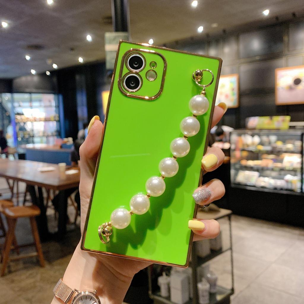 Electroplating Bracelet Is Suitable for Iphone13 Apple 11/XR Candy Square Fine Hole Silicone Mobile Phone Case Apple 8P