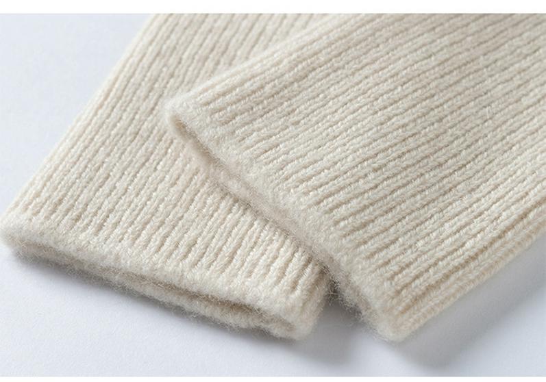 Ribbed 100% Pure Cashmere Fingerless Knit Gloves