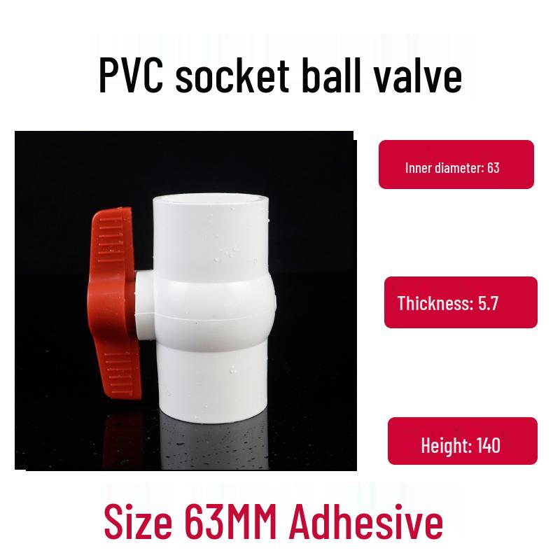 PVC Ball Valve with Threaded Inner Teeth for Water Supply (Sizes: 20, 25, 32, 40, 50, 63, 75, 90, 110)