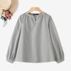 ZANZEA Women Splice V-Neck Loose Casual Long Sleeve Blouse