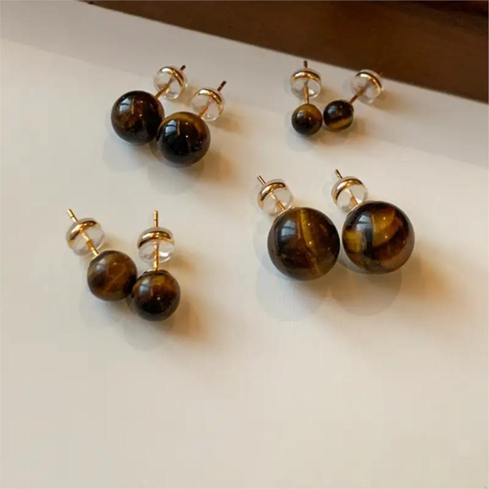 Natural Stone Merad Tiger Eye Stone Stud Earrings for Women Simple Retro Temperament Earring Daily Wear Jewelry Gifts